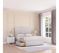 Sloomy 4Ft Manhattan Divan Bed Base Silver Plush ,no Drawers & 26" Struts Headboard - Small Double