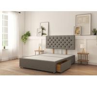 Sloomy 4Ft Mayfair Divan Bed Base Pewter Dumfries ,2 Drawers & 26" Struts Headboard - Small Double