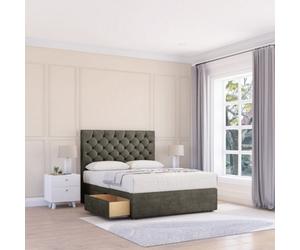 Sloomy 4Ft Mayfair Divan Bed Base Pewter Dumfries ,2 Drawers & 54" Floor Standing Headboard - Small Double