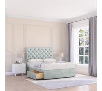 Sloomy 4Ft Mayfair Divan Bed Base Silver Naples ,no Drawers & 26" Struts Headboard - Small Double