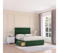 Sloomy 4Ft Monaco Divan Bed Base Emerald Plush ,2 Drawers, 12" Footboard & 54" Floor Standing Headboard - Small Double