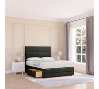 Sloomy 4Ft Monaco Divan Bed Base Graphite Dumfries ,4 Drawers, 12" Footboard & 54" Floor Standing Headboard - Small Double