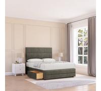 Sloomy 4Ft Monaco Divan Bed Base Pewter Dumfries ,2 Drawers, 12" Footboard & 54" Floor Standing Headboard - Small Double