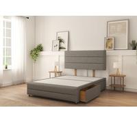 Sloomy 4Ft Monaco Divan Bed Base Pewter Dumfries ,4 Drawers, 12" Footboard & 26" Struts Headboard - Small Double