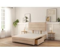 Sloomy 4Ft Monaco Divan Bed Base Sand Naples ,4 Drawers, 12" Footboard & 26" Struts Headboard - Small Double