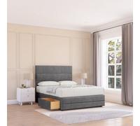 Sloomy 4Ft Monaco Plush Steel Bed Set With 2 Drawers & Footboard, Mattress & 54" Headboard - Small Double