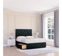 Sloomy 4Ft Montana Naples Black Memory Foam Bed Set With 4 Drawers, Mattress & 26" Headboard - Small Double