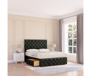 Sloomy 4Ft Watson Divan Bed Base Graphite Dumfries ,2 Drawers, 12" Footboard & 26" Struts Headboard - Small Double
