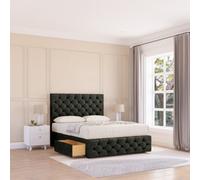 Sloomy 4Ft Watson Divan Bed Base Graphite Dumfries ,no Drawers, 12" Footboard & 54" Floor Standing Headboard - Small Double