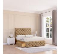 Sloomy 4Ft Watson Divan Bed Base Latte Dumfries ,2 Drawers, 12" Footboard & 54" Floor Standing Headboard - Small Double