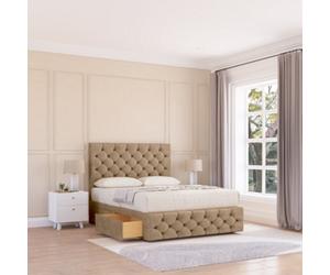 Sloomy 4Ft Watson Divan Bed Base Mink Naples ,2 Drawers, 12" Footboard & 26" Struts Headboard - Small Double