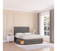 Sloomy 4Ft6 Berlin Divan Bed Base Slate Naples ,2 Drawers, 12" Footboard & 26" Struts Headboard - Double