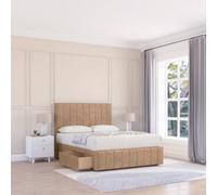 Sloomy 4Ft6 California Divan Bed Base Sand Naples ,no Drawers, 12" Footboard & 54" Floor Standing Headboard - Double