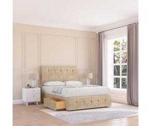 Sloomy 4Ft6 Cambridge Divan Bed Base Almond Coinston ,4 Drawers, 12" Footboard & 54" Floor Standing Headboard - Double