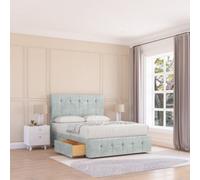 Sloomy 4Ft6 Cambridge Divan Bed Base Silver Naples ,2 Drawers, 12" Footboard & 26" Struts Headboard - Double