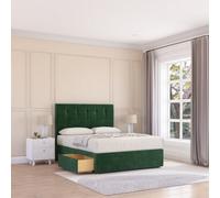 Sloomy 4Ft6 Highbury Divan Bed Base Emerald Plush ,4 Drawers & 54" Floor Standing Headboard - Double