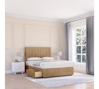 Sloomy 4Ft6 Kansas Divan Bed Base Latte Dumfries ,2 Drawers & 54" Floor Standing Headboard - Double