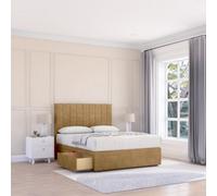 Sloomy 4Ft6 Kansas Divan Bed Base Mink Plush ,no Drawers & 26" Struts Headboard - Double