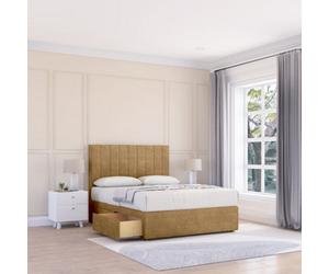 Sloomy 4Ft6 Kansas Divan Bed Base Mink Plush ,no Drawers & 26" Struts Headboard - Double