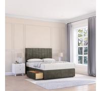 Sloomy 4Ft6 Kansas Divan Bed Base Pewter Dumfries ,no Drawers & 26" Struts Headboard - Double