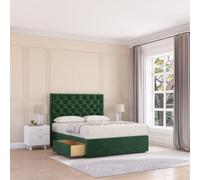 Sloomy 4Ft6 Mayfair Divan Bed Base Emerald Plush ,2 Drawers & 26" Struts Headboard - Double