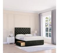 Sloomy 4Ft6 Mayfair Divan Bed Base Graphite Dumfries ,2 Drawers & 26" Struts Headboard - Double