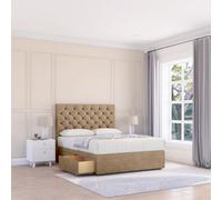 Sloomy 4Ft6 Mayfair Divan Bed Base Mink Naples ,4 Drawers & 54" Floor Standing Headboard - Double