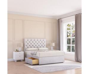 Sloomy 4Ft6 Mayfair Divan Bed Base Silver Plush ,2 Drawers & 54" Floor Standing Headboard - Double
