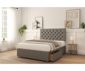 Sloomy 4Ft6 Mayfair Dumfries Pewter Memory Foam Bed Set With 4 Drawers, Mattress & 26" Headboard - Double