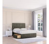 Sloomy 5Ft Alabama Divan Bed Base Pewter Dumfries ,2 Drawers & 54" Floor Standing Headboard - King