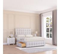 Sloomy 5Ft Berlin Divan Bed Base Silver Plush ,no Drawers, 12" Footboard & 54" Floor Standing Headboard - King