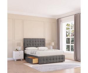 Sloomy 5Ft Berlin Divan Bed Base Slate Naples ,4 Drawers, 12" Footboard & 54" Floor Standing Headboard - King