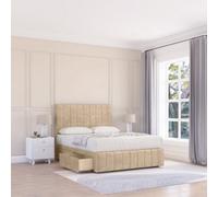 Sloomy 5Ft California Divan Bed Base Almond Coinston ,2 Drawers, 12" Footboard & 54" Floor Standing Headboard - King
