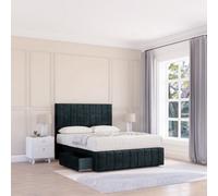 Sloomy 5Ft California Divan Bed Base Black Naples ,4 Drawers, 12" Footboard & 54" Floor Standing Headboard - King