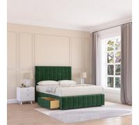 Sloomy 5Ft California Divan Bed Base Emerald Plush ,2 Drawers, 12" Footboard & 26" Struts Headboard - King