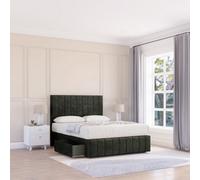 Sloomy 5Ft California Divan Bed Base Graphite Dumfries ,2 Drawers, 12" Footboard & 54" Floor Standing Headboard - King