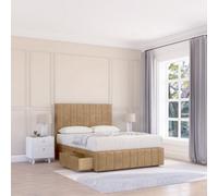 Sloomy 5Ft California Divan Bed Base Latte Dumfries ,2 Drawers, 12" Footboard & 26" Struts Headboard - King