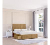 Sloomy 5Ft California Divan Bed Base Mink Plush ,2 Drawers, 12" Footboard & 26" Struts Headboard - King