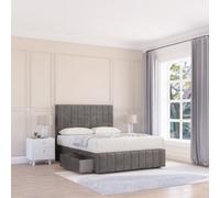 Sloomy 5Ft California Divan Bed Base Slate Naples ,4 Drawers, 12" Footboard & 54" Floor Standing Headboard - King