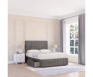 Sloomy 5Ft California Divan Bed Base Slate Naples ,4 Drawers, 12" Footboard & 54" Floor Standing Headboard - King