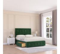 Sloomy 5Ft Cambridge Divan Bed Base Emerald Plush ,2 Drawers, 12" Footboard & 54" Floor Standing Headboard - King