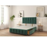 Sloomy 5Ft Cambridge Divan Bed Base Emerald Plush ,4 Drawers, 12" Footboard & 26" Struts Headboard - King
