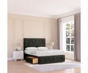 Sloomy 5Ft Cambridge Divan Bed Base Graphite Dumfries ,4 Drawers, 12" Footboard & 54" Floor Standing Headboard - King
