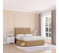 Sloomy 5Ft Cambridge Divan Bed Base Latte Dumfries ,2 Drawers, 12" Footboard & 26" Struts Headboard - King