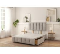 Sloomy 5Ft Cambridge Divan Bed Base Silver Naples ,4 Drawers, 12" Footboard & 26" Struts Headboard - King