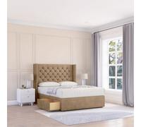 Sloomy 5Ft Dior Naples Mink Memory Foam Bed Set With No Drawers Mattress & 54" Wingback Headboard - King
