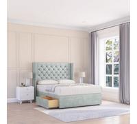 Sloomy 5Ft Dior Naples Silver Memory Foam Bed Set With No Drawers Mattress & 54" Wingback Headboard - King