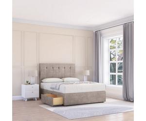 Sloomy 5Ft Highbury Divan Bed Base Pebble Plush ,2 Drawers & 54" Floor Standing Headboard - King