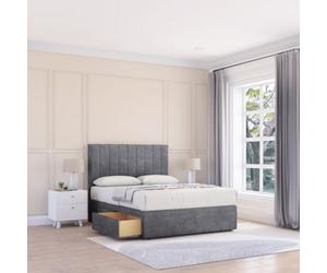 Sloomy 5Ft Kansas Divan Bed Base Armour Coinston ,4 Drawers & 54" Floor Standing Headboard - King