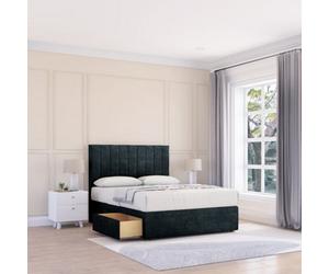 Sloomy 5Ft Kansas Divan Bed Base Black Naples ,no Drawers & 26" Struts Headboard - King